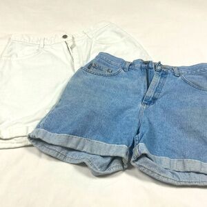 Vintage Two pairs of denim riders women’s shorts size 12 medium – blue and white